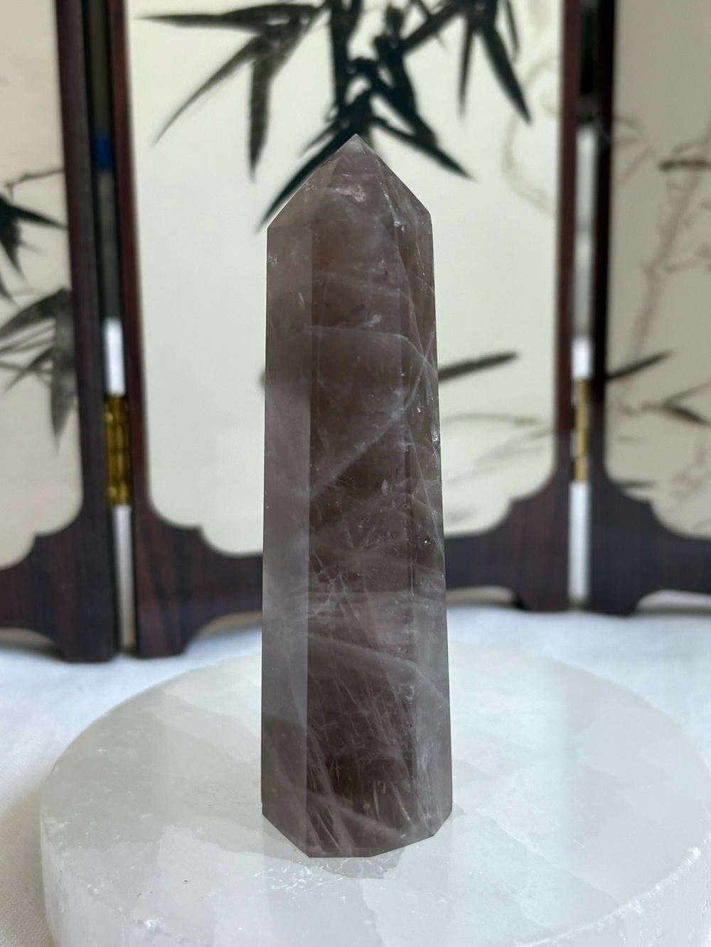 Black rose quartz tower